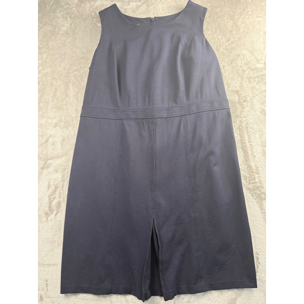 Talbots Woman Petites Navy Blue Sleeveless Sheath Dress 14WP